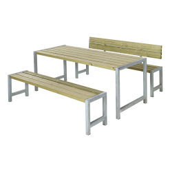 PLUS PLANKESÆT TRYKIMPR. BORD+2 BÆNKE MED 1 RYG USAMLET