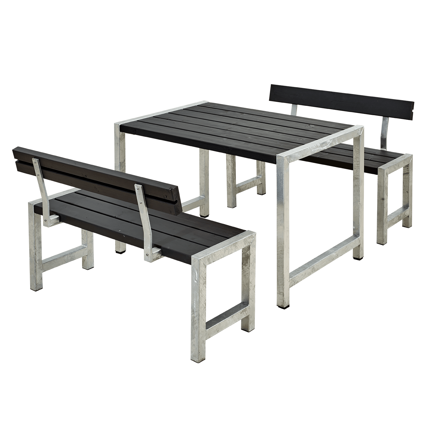 PLUS CAFE PLANKESÆT 127CM SORT BORD+2 BÆNKE MED RYGLÆN USAMLET 4 PLUS CAFE PLANKESÆT 127CM SORT BORD+2 BÆNKE MED RYGLÆN USAMLET - Billede 2