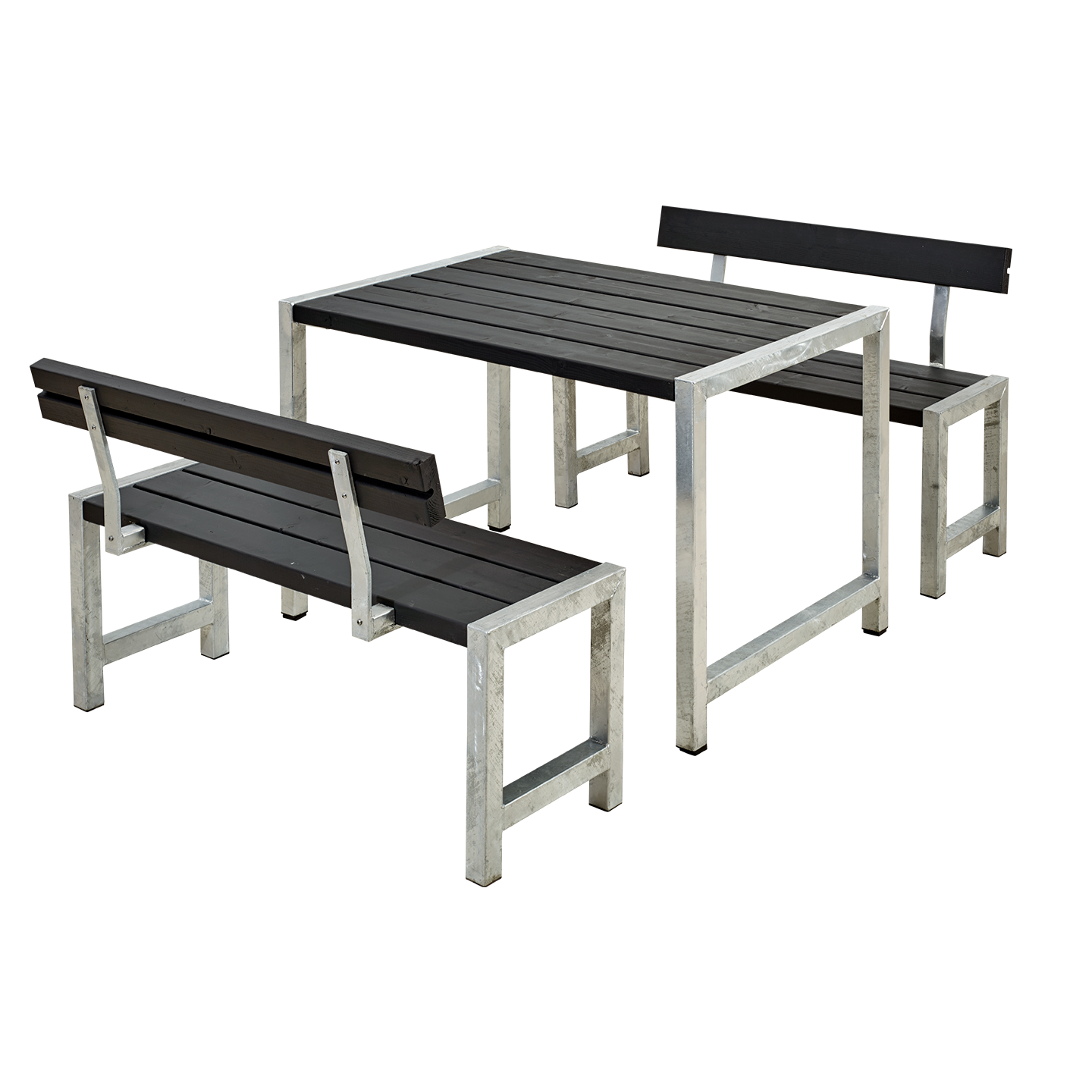 PLUS CAFE PLANKESÆT 127CM SORT BORD+2 BÆNKE MED RYGLÆN USAMLET 3 PLUS CAFE PLANKESÆT 127CM SORT BORD+2 BÆNKE MED RYGLÆN USAMLET