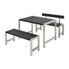 PLUS CAFE PLANKESÆT 127CM SORT BORD+2 BÆNKE USAMLET