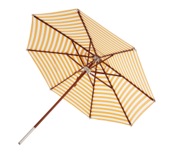 SKAGERAK ATLANTIS PARASOL Ø330CM OLIERET KAPUR MED HVID/GUL STRIBET DUG Ø4,8X274CM
