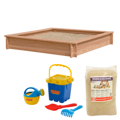 Nordic Play SANDKASSE 150X150CM LÆRK INKL 240KG SAND OG BLÅT STRANDSÆT
