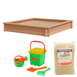 Nordic Play SANDKASSE 150X150CM LÆRK INKL 240KG SAND OG GRØNT STRANDSÆT