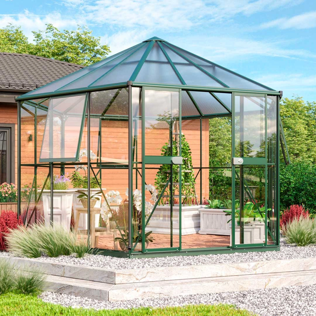 VITAVIA HERA 2 9000 GRØN DRIVHUS 3MM HÆRDET GLAS / 6MM POLYTAG 3 VITAVIA HERA 2 9000 GRØN DRIVHUS 3MM HÆRDET GLAS / 6MM POLYTAG