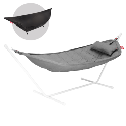 FATBOY HEADDEMOCK SUPERB SÆT MED HÆNGEKØJE, PUDE OG REGNCOVER ROCK GREY DELUXE LYSEGRÅ