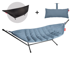 FATBOY HEADDEMOCK SUPERB SÆT MED HÆNGEKØJE, PUDE OG REGNCOVER STORM BLUE DELUXE SORT