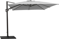 CANE-LINE HYDE LUXE PARASOL MED TILT LYS GRÅ 3X3M GRÅ ALU STOK