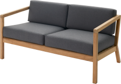 SKAGERAK VIRKELYST LOUNGESOFA TEAK MED MØRKEGRÅ HYNDER 142X83X65CM