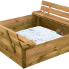 Nordic Play SANDKASSE MED BÆNK OG LÅG 120X120CM TRYKIMPRÆGNERET INKL 240 KG SAND