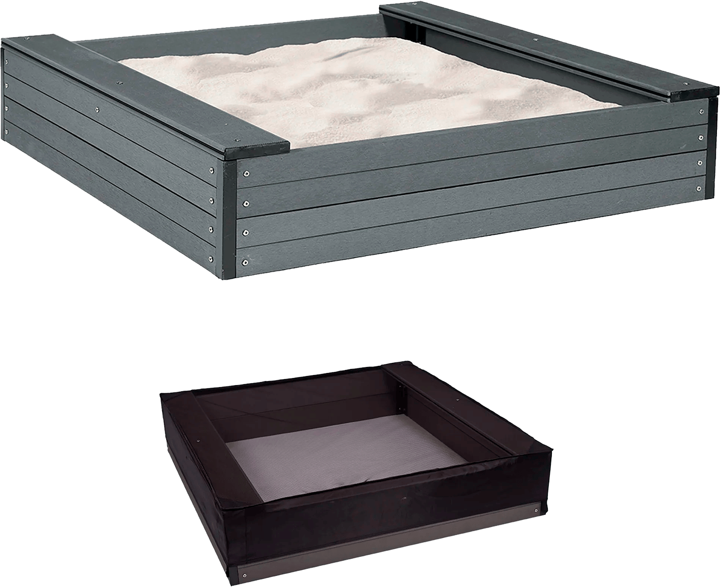 Nordic Play SANDKASSE MED SÆDE KOMPOSIT 120X120CM INKL NET 4 Nordic Play SANDKASSE MED SÆDE KOMPOSIT 120X120CM INKL NET - Billede 2