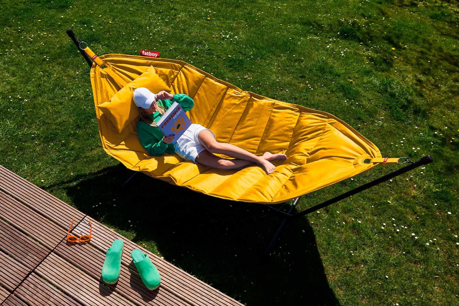 FATBOY HEADDEMOCK DELUXE DAISY YELLOW SÆT MED HÆNGEKØJE, PUDE OG REGNCOVER 5 FATBOY HEADDEMOCK DELUXE DAISY YELLOW SÆT MED HÆNGEKØJE, PUDE OG REGNCOVER - Billede 3