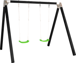 PLUS GYNGESTATIV SORT INKL. 2 GRØNNE GYNGER 260X225X268CM USAMLET- HUSK EFTERBEHANDLING