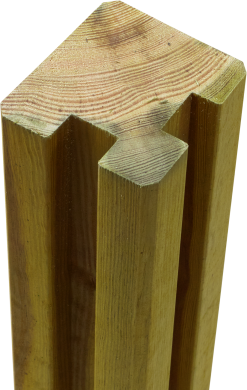 PLUS HJØRNESTOLPE 9X9X268CM KRYDSSKÅRET MED 2 SPOR HJØRNE TRYKIMPR.