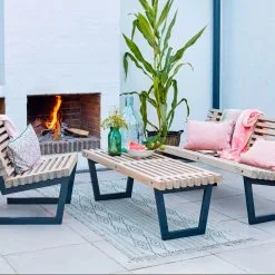 PLUS SIESTA LOUNGESÆT MED LILLE BORD 80CM DRIVTØMMERFARVET -Haveindretning Butik 2161820 1896078 3