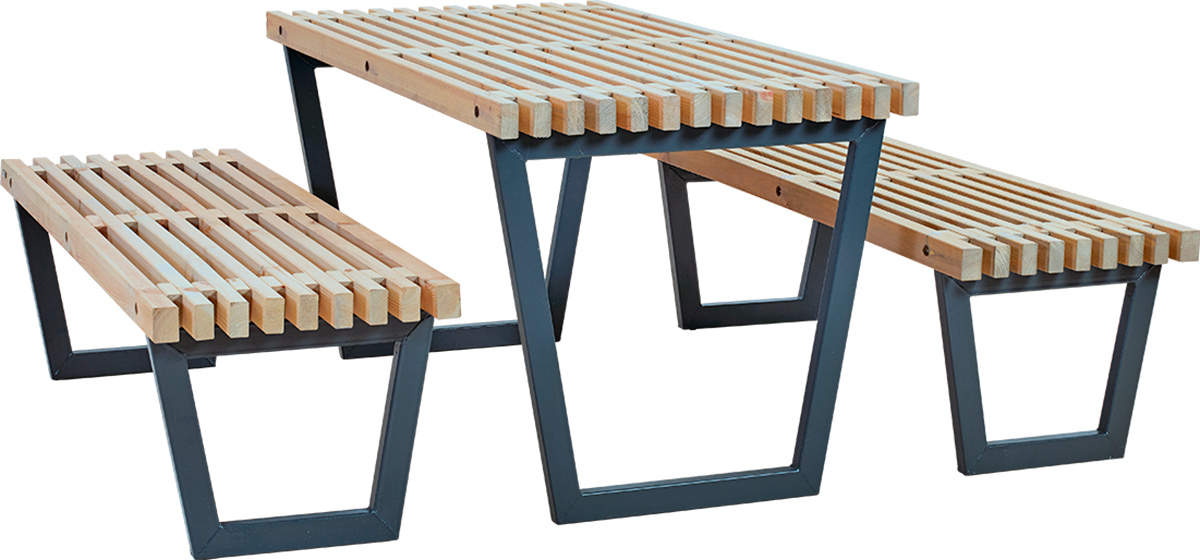 PLUS SIESTA MØBELSÆT 1 BORD + 2 BÆNKE DRIVTØMMERFARVET 3 PLUS SIESTA MØBELSÆT 1 BORD + 2 BÆNKE DRIVTØMMERFARVET