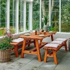 PLUS COUNTRY PLANKEBÆNK 177CM GRUNDMALET TEAK -Haveindretning Butik 2161953 2033880 1