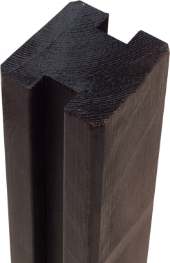 PLUS PROFILSTOLPE 9X9X188CM KRYDSSKÅRET MED 2 SPOR GRUNDMALET SORT