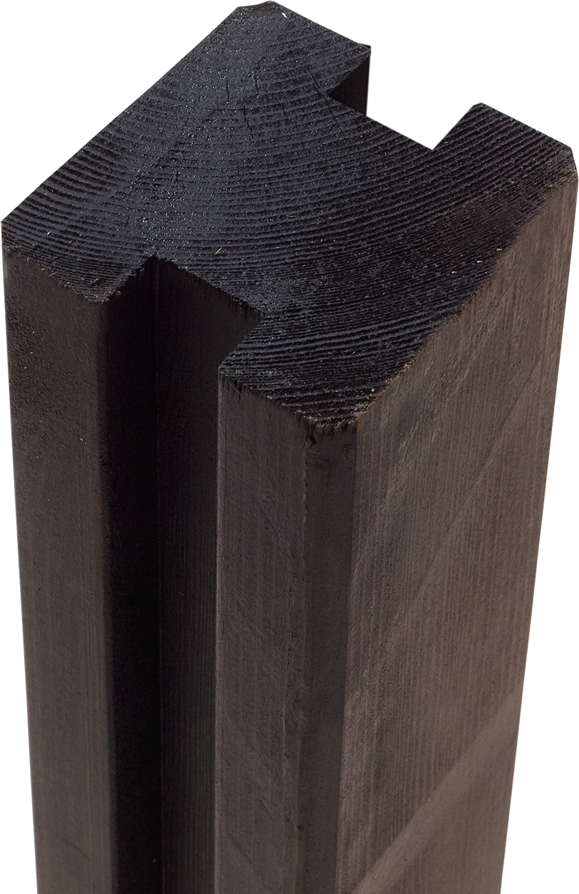 PLUS PROFILSTOLPE 9X9X188CM KRYDSSKÅRET MED 2 SPOR GRUNDMALET SORT 3 PLUS PROFILSTOLPE 9X9X188CM KRYDSSKÅRET MED 2 SPOR GRUNDMALET SORT