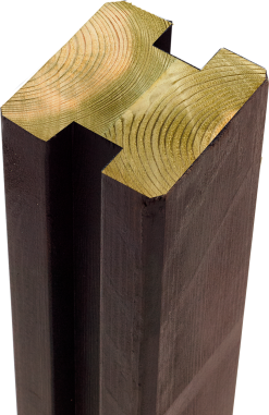 PLUS PROFILSTOLPE 9X9X188CM OMLIMET MED 2 SPOR TRYKIMPR. GRUNDMALET SORT