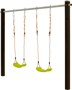 PLUS GYNGESTATIV INKL.2 GRØNNE GYNGESÆDER MED STÅLOVERLIGGER SORT 9X210X264CM