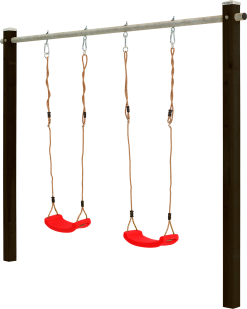 PLUS GYNGESTATIV INKL. 2 RØDE GYNGESÆDER MED STÅLOVERLIGGER SORT9X210X264CM
