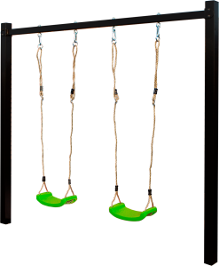 PLUS GYNGESTATIV INKL.2 GRØNNE GYNGESÆDER VARMGALV./PULVERLAK. SORT 9X212X247CM