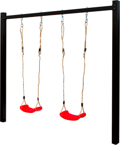 PLUS GYNGESTATIV INKL.2 RØDE GYNGESÆDER VARMGALV./PULVERLAK. SORT 9X212X247CM