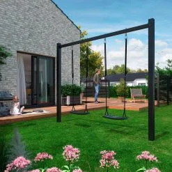 PLUS GYNGESTATIV INKL.2 SORTE GYNGESÆDER VARMGALV./PULVERLAK. SORT 9X212X247CM -Haveindretning Butik 2162336 2159168 2