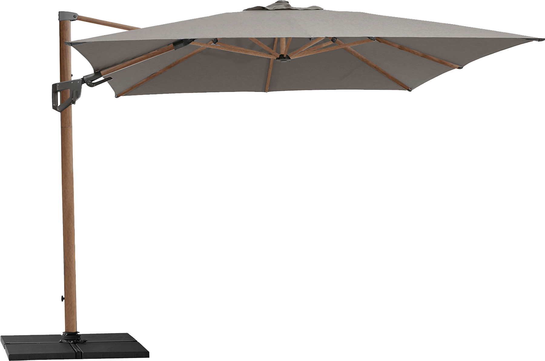 CANE-LINE HYDE LUXE HÆNGEPARASOL MED TILT TRÆLOOK ALU STOK 3 CANE-LINE HYDE LUXE HÆNGEPARASOL MED TILT TRÆLOOK ALU STOK