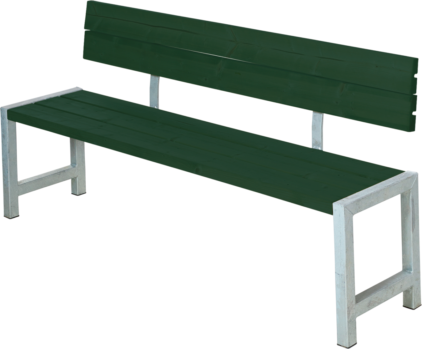PLUS PLANKEBÆNK GRØN 176CM MED RYGLÆN INKL. BESLAG 38X176X81/45CMM 3 PLUS PLANKEBÆNK GRØN 176CM MED RYGLÆN INKL. BESLAG 38X176X81/45CMM