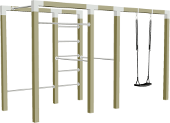 PLUS OUTDOOR FITNESS MODEL 3 TRYKIMPRÆGNERET MED GYNGE 138X220X380CM