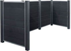 PLUS RENOVATIONSSKJUL FUTURA SKIFERGRÅ 133X108X302CM MED KOMPOSITSTOLPER OG STOLPEFOD