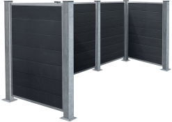 PLUS RENOVATIONSSKJUL FUTURA SKIFERGRÅ 133X108X302CM MED STÅLSTOLPER TIL FUNDAMENT