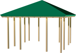 PLUS PAVILLON MED GRØN TAGDUG ÅBEN MODEL TRYKIMPR.