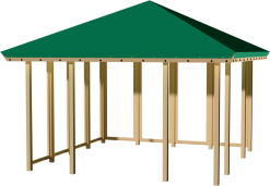 PLUS PAVILLON MED GRØN TAGDUG LUKKET 2 SIDER TRYKIMPR.