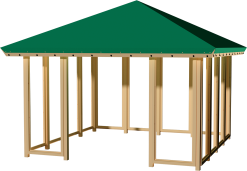 PLUS PAVILLON MODEL 31 GRØN TAGDUG LUKKET 3,5 SIDER UDEN DØR TRYKIMPR.