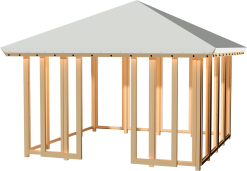 PLUS PAVILLON MODEL 41 HVID TAGDUG LUKKET 4 SIDER MED SKYDEDØRE TRYKIMPR.