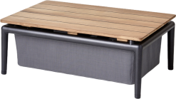 CANE-LINE CONIC BOX BORD LAVAGRÅ STEL MED TEAK BORDPLADE 74X52X30CM