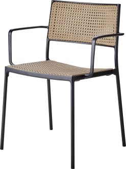 CANE-LINE LESS STOL M/ARMLÆN GRÅ MED NATUR FLET STABELBAR