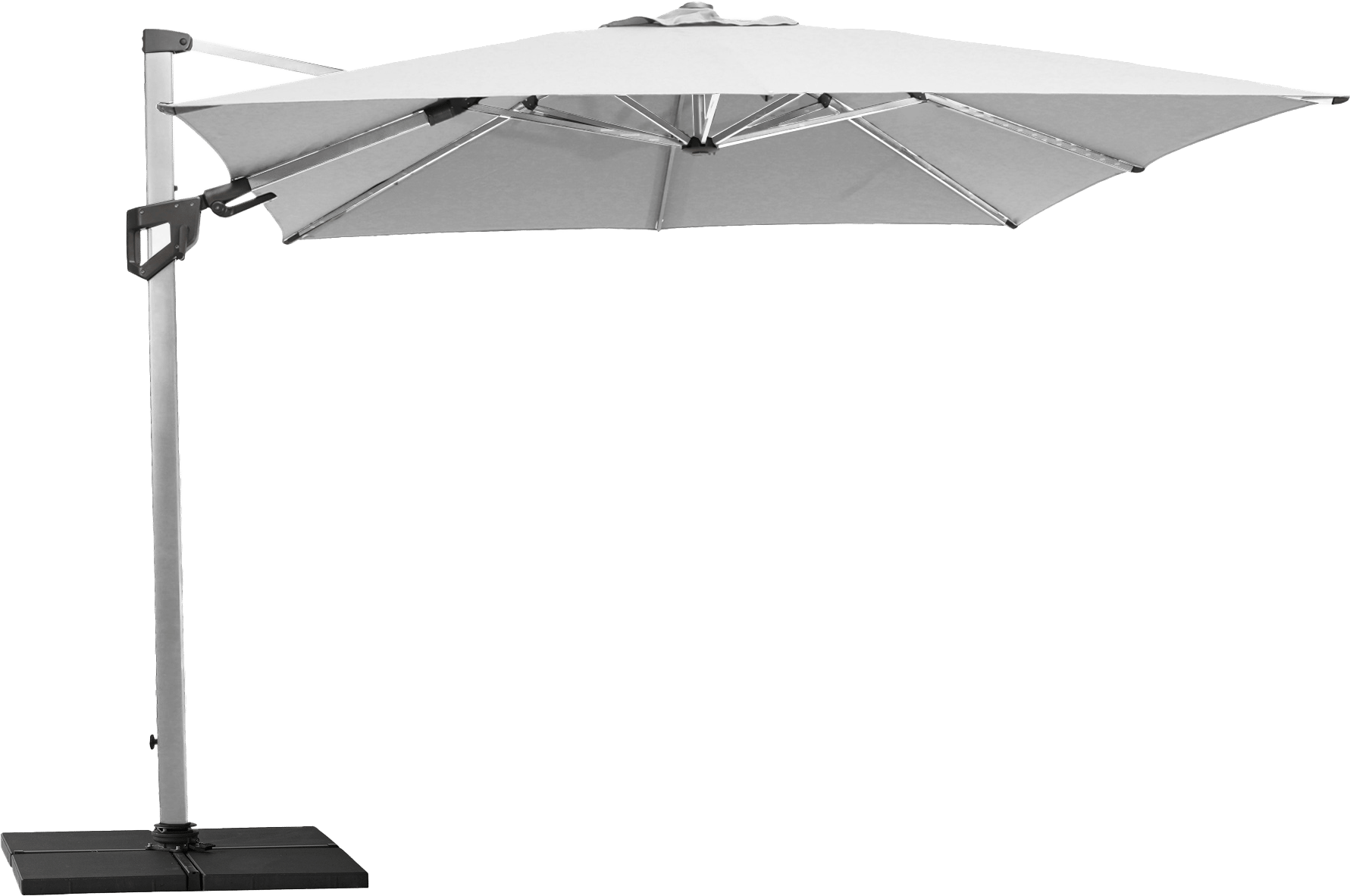 CANE-LINE HYDE HÆNGEPARASOL MED TILT 3X3M ANODISERET ALU STEL HVID DUG FOD EXCL. BALLAST 4 CANE-LINE HYDE HÆNGEPARASOL MED TILT 3X3M ANODISERET ALU STEL HVID DUG FOD EXCL. BALLAST - Billede 2