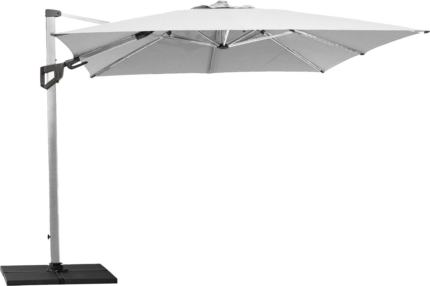 CANE-LINE HYDE HÆNGEPARASOL MED TILT 3X3M ANODISERET ALU STEL HVID DUG FOD EXCL. BALLAST 3 CANE-LINE HYDE HÆNGEPARASOL MED TILT 3X3M ANODISERET ALU STEL HVID DUG FOD EXCL. BALLAST
