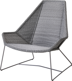CANE-LINE BREEZE LOUNGESTOL HIGHBACK LYSEGRÅ FLET SÆDE 38 RYG 98CM