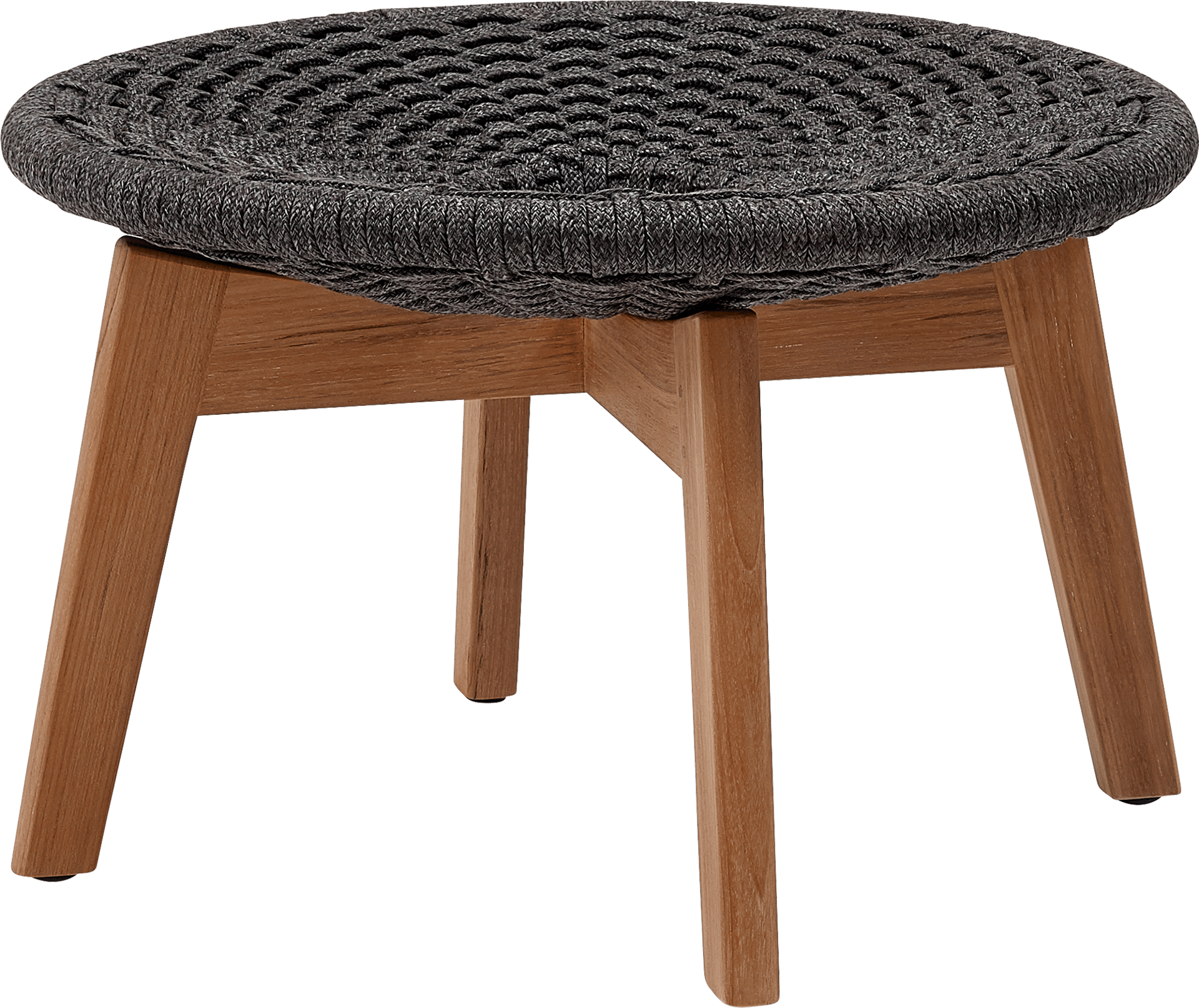 CANE-LINE PEACOCK FODSKAMMEL MØRKEGRÅ ROPE MED BEN I TEAKTRÆ 3 CANE-LINE PEACOCK FODSKAMMEL MØRKEGRÅ ROPE MED BEN I TEAKTRÆ