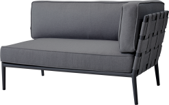 CANE-LINE CONIC 2-PERS SOFA HØJRE GRÅ STEL INKL GRÅ AIR TOUCH HYNDER 140X82CM
