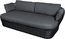 CANE-LINE BASKET 2-PERS SOFA GRAFIT INKL HYNDESÆT I GRÅ AIRTOUCH